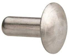 Made in USA - 3/16" Body Diam, Brazier Aluminum Solid Rivet - 1/2" Length Under Head, Grade 1100F, 0.467" Head Diam x 3/32" Head Height - Makers Industrial Supply