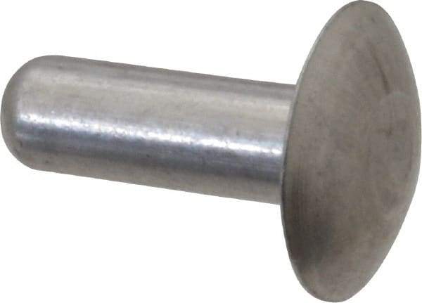 Made in USA - 1/4" Body Diam, Brazier Aluminum Solid Rivet - 3/4" Length Under Head, Grade 1100F, 5/8" Head Diam x 1/8" Head Height - Makers Industrial Supply