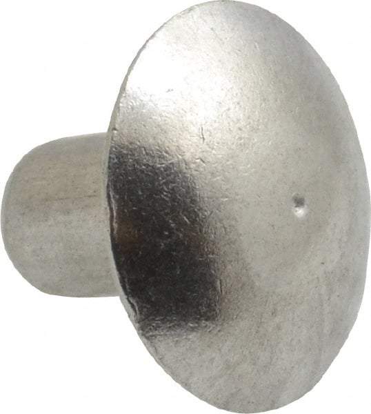 Made in USA - 1/4" Body Diam, Brazier Aluminum Solid Rivet - 3/8" Length Under Head, Grade 2117-T4, 5/8" Head Diam x 1/8" Head Height - Makers Industrial Supply