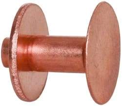 Made in USA - #8 Wire Body Diam, Flat Copper Belt Rivet with Washer - 1/2" Length Under Head, 1/2" Head Diam - Makers Industrial Supply