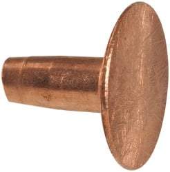 Made in USA - #10 Wire Body Diam, Flat Copper Belt Rivet with Washer - 3/8" Length Under Head, 7/16" Head Diam - Makers Industrial Supply