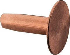 Made in USA - #10 Wire Body Diam, Flat Copper Belt Rivet with Washer - 1/2" Length Under Head, 7/16" Head Diam - Makers Industrial Supply