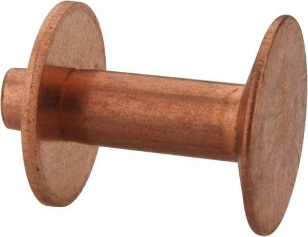 Made in USA - #12 Wire Body Diam, Flat Copper Belt Rivet with Washer - 1/2" Length Under Head, 3/8" Head Diam - Makers Industrial Supply