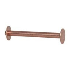 Made in USA - #12 Wire Body Diam, Flat Copper Belt Rivet with Washer - 1-1/2" Length Under Head, 3/8" Head Diam - Makers Industrial Supply