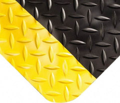 Wearwell - 26' Long x 3' Wide, Dry Environment, Anti-Fatigue Matting - Black with Yellow Borders, Vinyl with Nitrile Blend Base, Beveled on 4 Sides - Makers Industrial Supply