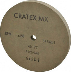 Cratex - 6" Diam x 1/2" Hole x 1/2" Thick, 120 Grit Surface Grinding Wheel - Aluminum Oxide, Type 1, Fine Grade, 6,050 Max RPM, No Recess - Makers Industrial Supply