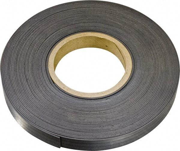 Mag-Mate - 600" Long x 1/2" Wide x 1/8" Thick Flexible Magnetic Strip - 14 Lb Max Pull Force, 8 Linear Ft/Lb Magnetic Pull Force, Plain Back, Dark Brown - Makers Industrial Supply