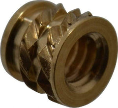 E-Z LOK - #2-56, 0.118" Small to 0.123" Large End Hole Diam, Brass Single Vane Tapered Hole Threaded Insert - 0.136" Insert, 0.122" Pilot Diam, 0.115" OAL, 0.08" Min Wall Thickness - Makers Industrial Supply