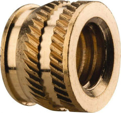 E-Z LOK - 5/16-18, 0.431" Small to 0.448" Large End Hole Diam, Brass Single Vane Tapered Hole Threaded Insert - 15/32" Insert, 0.439" Pilot Diam, 0.335" OAL, 0.245" Min Wall Thickness - Makers Industrial Supply