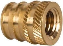 E-Z LOK - 3/8-16, 0.488" Small to 0.54" Large End Hole Diam, Brass Double Vane Tapered Hole Threaded Insert - 9/16" Insert, 0.493" Pilot Diam, 5/8" OAL, 0.293" Min Wall Thickness - Makers Industrial Supply