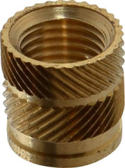 E-Z LOK - 3/8 24" UNF, 0.494" Diam, Brass Unheaded Heat Installed Threaded Insert - 15/32" Hole, 1/2" OAL, 0.494" Head Diam - Makers Industrial Supply