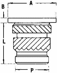 E-Z LOK - #2 56 UNC, 0.141" Diam, Brass Headed Heat Installed Threaded Insert - 1/8" Hole, 0.141" OAL x 0.018" High, 3/16" Head Diam - Makers Industrial Supply