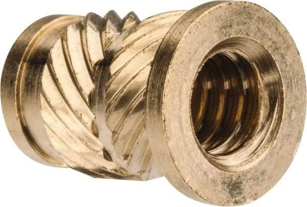 E-Z LOK - #10 24 UNC, 0.278" Diam, Brass Headed Heat Installed Threaded Insert - 1/4" Hole, 0.418" OAL x 0.04" High, 5/16" Head Diam - Makers Industrial Supply