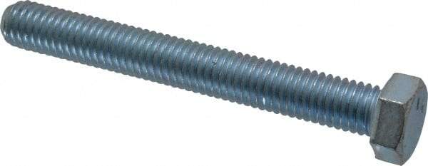 Made in USA - 1/2-13 UNC, 4" Length Under Head Hex Head Cap Screw - Fully Threaded, Grade 5 Steel, Zinc-Plated Finish, 3/4" Hex - Makers Industrial Supply