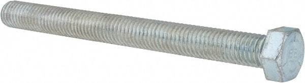 Made in USA - 1/2-13 UNC, 5-1/2" Length Under Head Hex Head Cap Screw - Fully Threaded, Grade 5 Steel, Zinc-Plated Finish, 3/4" Hex - Makers Industrial Supply