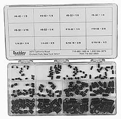 Made in USA - 210 Piece, #4-40 to 15/16-18, Alloy Steel Set Screw Assortment - Hex Head, Hex Socket Drive, 1/8 to 1/2" Long, Grade 303 - Makers Industrial Supply