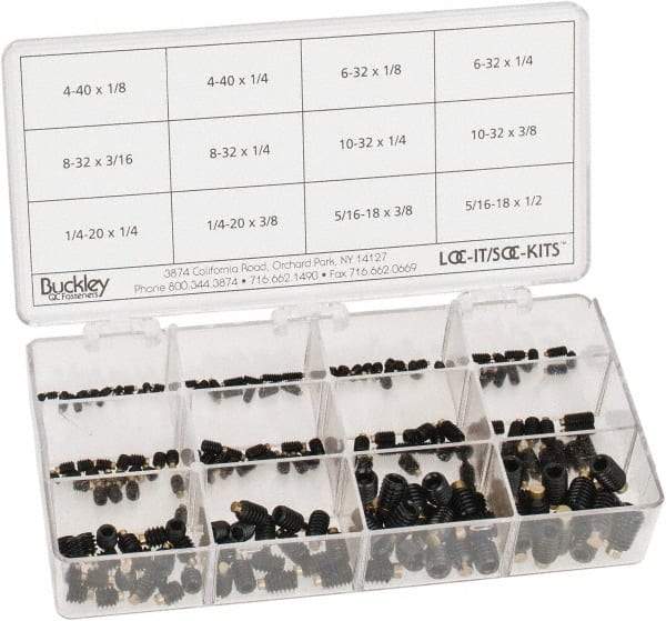 Made in USA - 210 Piece, #4-40 to 5/16-18, Alloy Steel Set Screw Assortment - Hex Head, Hex Socket Drive, 1/8 to 1/2" Long, Grade 303 - Makers Industrial Supply