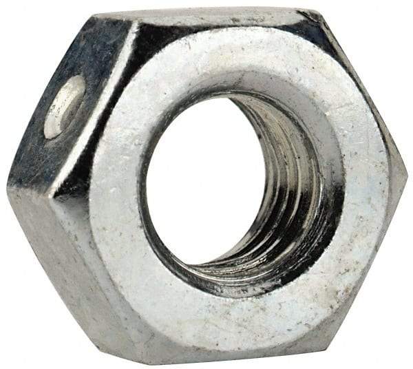 Value Collection - 1/4-28 UNF Grade 2 Two Way Lock Nut with Distorted Thread - 7/16" Width Across Flats, 7/32" High, Zinc-Plated Finish - Makers Industrial Supply