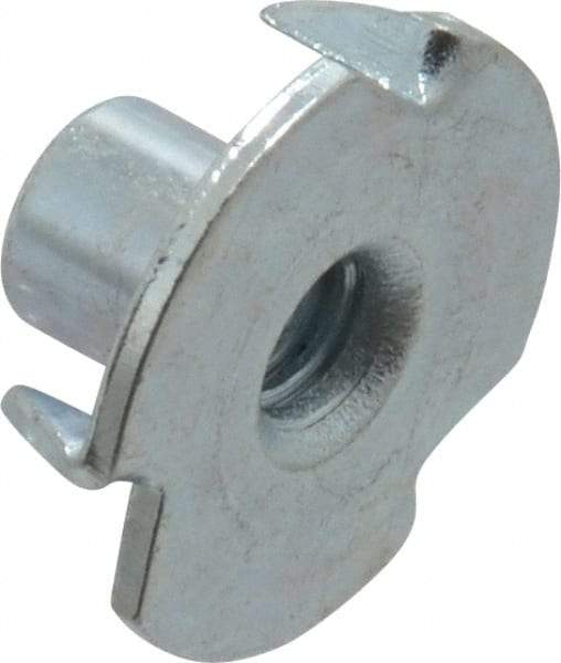 Value Collection - #8-32 Zinc-Plated Steel Standard Tee Nut - 1/4" Barrel Length, 5/8" Flange Diam, 3 Prongs - Makers Industrial Supply