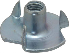 Value Collection - #10-32 Zinc-Plated Steel Standard Tee Nut - 5/16" Barrel Length, 3/4" Flange Diam, 3 Prongs - Makers Industrial Supply