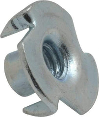 Value Collection - 1/4-20 Zinc-Plated Steel Standard Tee Nut - 5/16" Barrel Length, 3/4" Flange Diam, 3 Prongs - Makers Industrial Supply