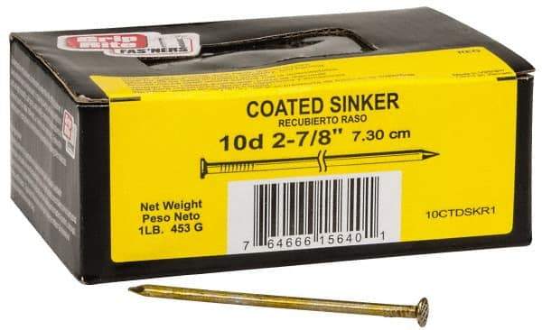 Value Collection - 10D, 11 Gauge, 3" OAL Sinker Nails - Smooth Shank, Grade 2 Steel, Cement Coated Finish - Makers Industrial Supply