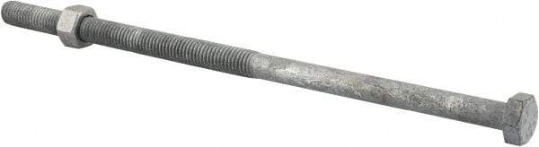 Value Collection - 1/2-13 Thread, 11" Length Under Head, Steel Hex Head Bolt - Hot Dipped Galvanized Coated, 3/4" Hex, UNC Thread, ANSI/ASME B18.2.2 & ASME B18.2.1, Grade 2 - Makers Industrial Supply