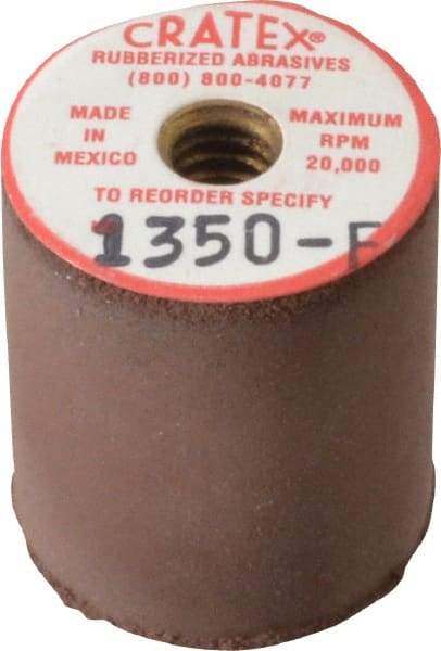 Cratex - 7/8" Max Diam x 1" Long, Cylinder, Rubberized Point - Fine Grade, Silicon Carbide, 1/4" Arbor Hole, Unmounted - Makers Industrial Supply