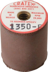 Cratex - 7/8" Max Diam x 1" Long, Cylinder, Rubberized Point - Fine Grade, Silicon Carbide, 1/4" Arbor Hole, Unmounted - Makers Industrial Supply