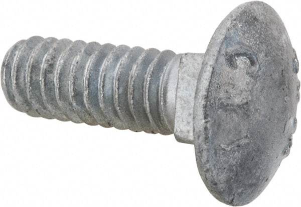 Value Collection - 1/4-20 UNC 3/4" Length Under Head, Standard Square Neck, Carriage Bolt - 1006-1050 Steel, Galvanized Zinc-Plated Finish - Makers Industrial Supply