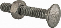 Value Collection - 1/4-20 UNC 1-1/2" Length Under Head, Standard Square Neck, Carriage Bolt - 1006-1050 Steel, Galvanized Zinc-Plated Finish - Makers Industrial Supply