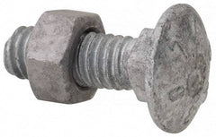 Value Collection - 5/16-18 UNC 1" Length Under Head, Standard Square Neck, Carriage Bolt - 1006-1050 Steel, Galvanized Zinc-Plated Finish - Makers Industrial Supply