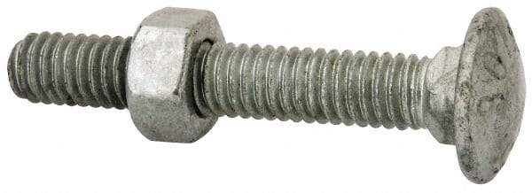 Value Collection - 5/16-18 UNC 2" Length Under Head, Standard Square Neck, Carriage Bolt - 1006-1050 Steel, Galvanized Zinc-Plated Finish - Makers Industrial Supply