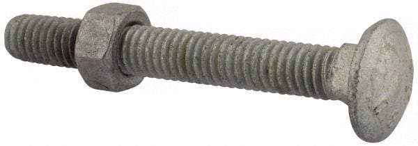 Value Collection - 5/16-18 UNC 2-1/2" Length Under Head, Standard Square Neck, Carriage Bolt - 1006-1050 Steel, Galvanized Zinc-Plated Finish - Makers Industrial Supply