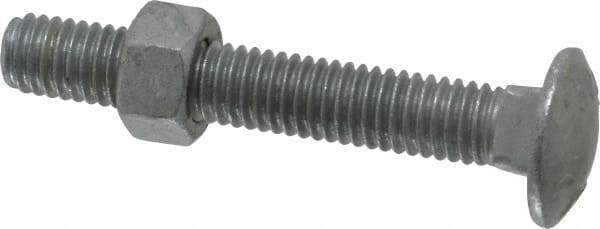 Value Collection - 3/8-16 UNC 2-1/2" Length Under Head, Standard Square Neck, Carriage Bolt - 1006-1050 Steel, Galvanized Zinc-Plated Finish - Makers Industrial Supply