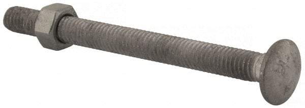 Value Collection - 3/8-16 UNC 4-1/2" Length Under Head, Standard Square Neck, Carriage Bolt - 1006-1050 Steel, Galvanized Zinc-Plated Finish - Makers Industrial Supply