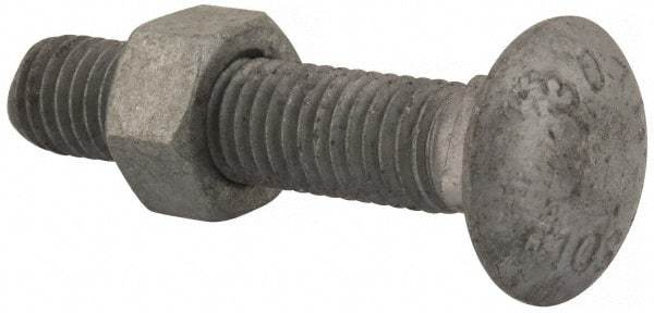 Value Collection - 1/2-13 UNC 2-1/2" Length Under Head, Standard Square Neck, Carriage Bolt - 1006-1050 Steel, Galvanized Zinc-Plated Finish - Makers Industrial Supply