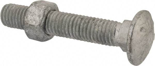 Value Collection - 1/2-13 UNC 3" Length Under Head, Standard Square Neck, Carriage Bolt - 1006-1050 Steel, Galvanized Zinc-Plated Finish - Makers Industrial Supply