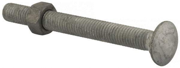 Value Collection - 1/2-13 UNC 5" Length Under Head, Standard Square Neck, Carriage Bolt - 1006-1050 Steel, Galvanized Zinc-Plated Finish - Makers Industrial Supply