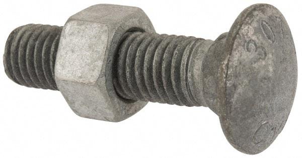 Value Collection - 5/8-11 UNC 2-1/2" Length Under Head, Standard Square Neck, Carriage Bolt - 1006-1050 Steel, Galvanized Zinc-Plated Finish - Makers Industrial Supply