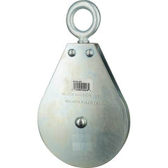 Block Division - 1, 550 Lbs. Load Limit, Swivel Eye Snatch Block - Single Sheave, 3-1/2 Inch Outside Diameter, Wire Rope, 5/16 Inch Diameter, Eye, 1-3/16 Inch Inside Diameter, Carbon Steel, Zinc Plated Finish - Makers Industrial Supply