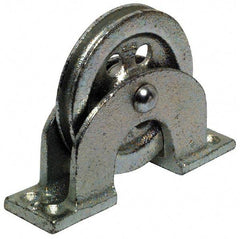 Value Collection - Single Open Upright Mount Guidance Pulley - Sheave, 3-1/4 Inch Outside Diameter, Wire Rope, 1/4 Inch Diameter, 0.209 Inch to 0.22 Inch Mounting Hole Diameter Iron, Galvanized Finish - Makers Industrial Supply