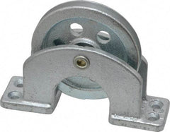 Value Collection - Single Open Upright Mount Guidance Pulley - Sheave, 2-1/2 Inch Outside Diameter, Wire Rope, 3/16 Inch Diameter, 0.144 Inch to 0.155 Inch Mounting Hole Diameter Iron, Galvanized Finish - Makers Industrial Supply