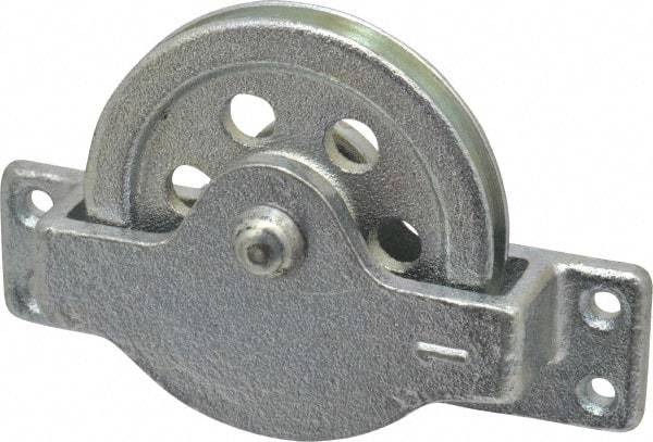 Value Collection - Single Open Side Mount Guidance Pulley - Sheave, 2-1/2 Inch Outside Diameter, Wire Rope, 3/16 Inch Diameter, 0.144 Inch to 0.155 Inch Mounting Hole Diameter Iron, Galvanized Finish - Makers Industrial Supply