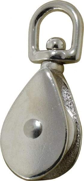 Value Collection - Swivel Eye Single Sheave Pulley - Sheave, 1-1/2 Inch Outside Diameter, Fibrous Rope, 5/16 Inch Diameter, Gray Iron, Zinc Plated Finish - Makers Industrial Supply