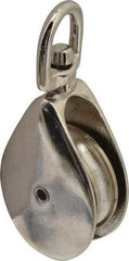 Value Collection - Swivel Eye Single Sheave Pulley - Sheave, 2 Inch Outside Diameter, Fibrous Rope, 7/16 Inch Diameter, Gray Iron, Zinc Plated Finish - Makers Industrial Supply