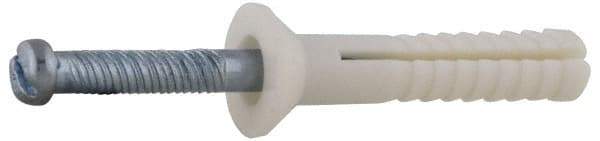 Value Collection - 1/4" Diam, 1/4" Drill, 1" OAL, Hammer Drive Concrete Anchor - Nylon, Zinc-Plated Finish, Flat Head - Makers Industrial Supply