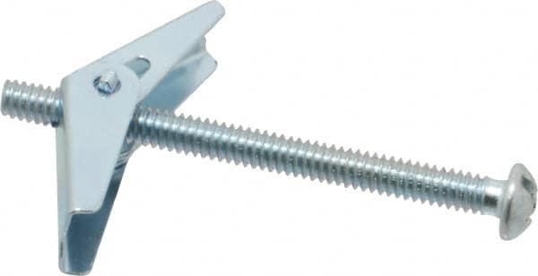 Value Collection - 1/4" Screw, 1/4" Diam, 3" Long, Toggle Bolt Drywall & Hollow Wall Anchor - 1/4" Drill, Zinc Plated, Steel, Use in Concrete, & Masonry, Hollow Tile, Plaster & Wallboard - Makers Industrial Supply