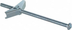 Value Collection - 1/4" Screw, 1/4" Diam, 5" Long, Toggle Bolt Drywall & Hollow Wall Anchor - 1/4" Drill, Zinc Plated, Steel, Use in Concrete, & Masonry, Hollow Tile, Plaster & Wallboard - Makers Industrial Supply