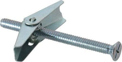 Value Collection - 1/4" Screw, 1/4" Diam, 3" Long, Toggle Bolt Drywall & Hollow Wall Anchor - 1/4" Drill, Zinc Plated, Steel, Use in Concrete, & Masonry, Hollow Tile, Plaster & Wallboard - Makers Industrial Supply